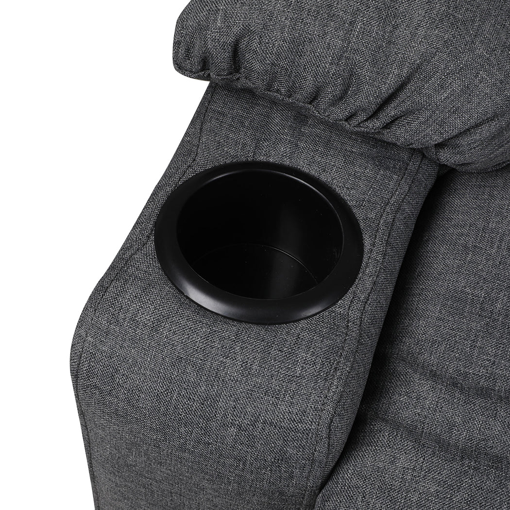 Medea Recliner Chair Electric Lift Chair Armchair Lounge Fabric USB Charge - Grey - Nurns