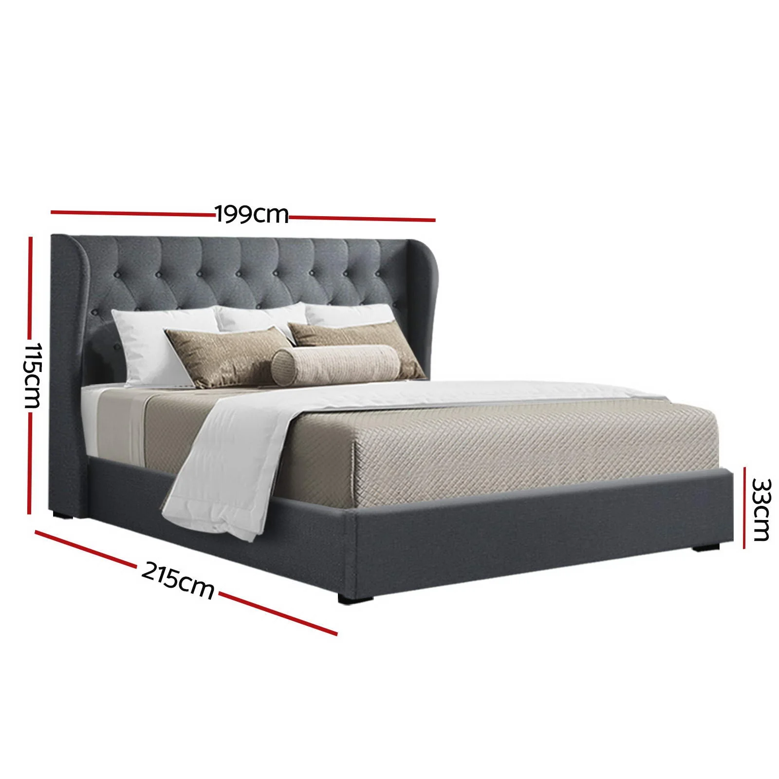 Onyx Bed & Mattress Package - Charcoal King - Nurns