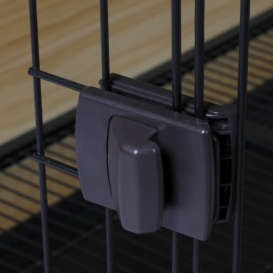 Wooden Wire Dog Kennel Side End Table Steel Puppy Crate Indoor Pet House M - Wood Medium - Nurns