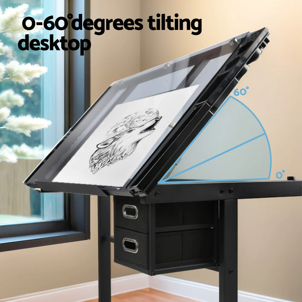 Artiss Drawing Desk Drafting Table Black - Nurns