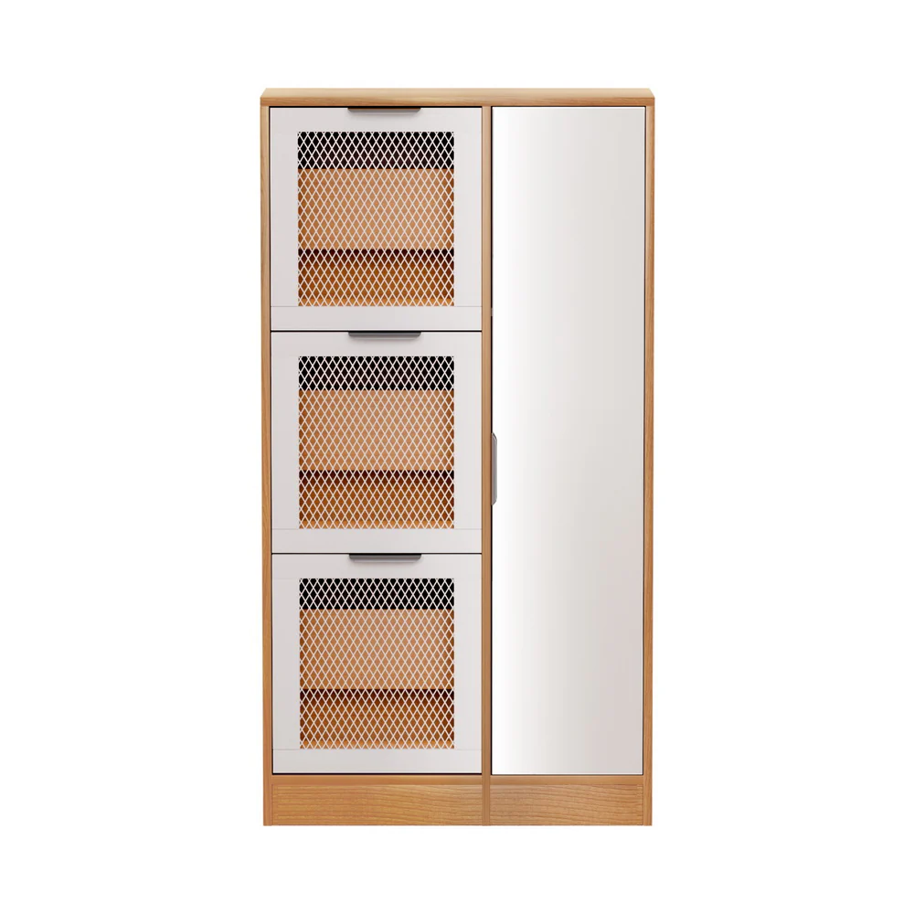 Artiss Shoe Rack Cabinet Mirror White - Nurns