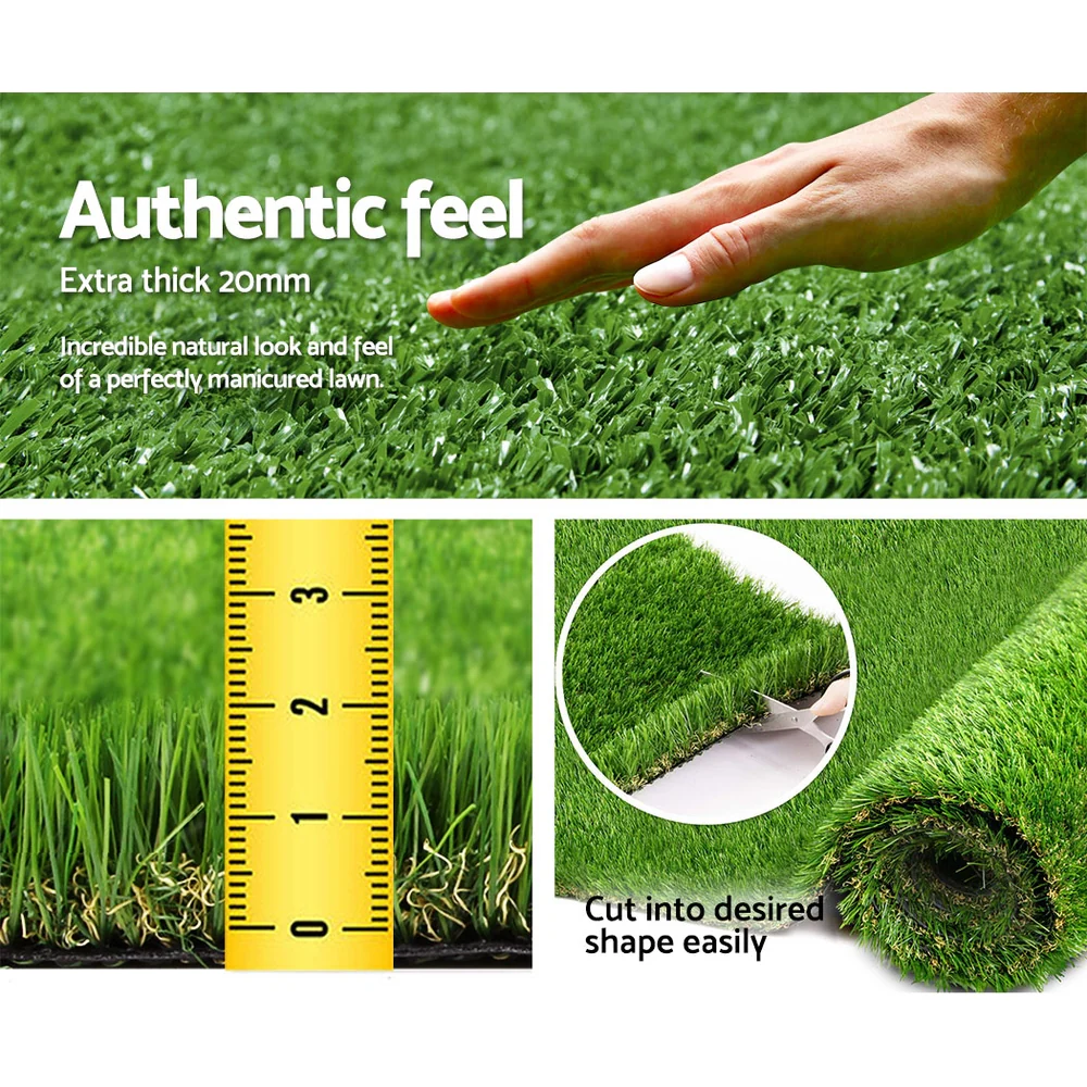 Primeturf Artificial Grass 20SQM 30mm Synthetic Fake Lawn Turf Plastic Plant 4-coloured 2mx5m - Nurns