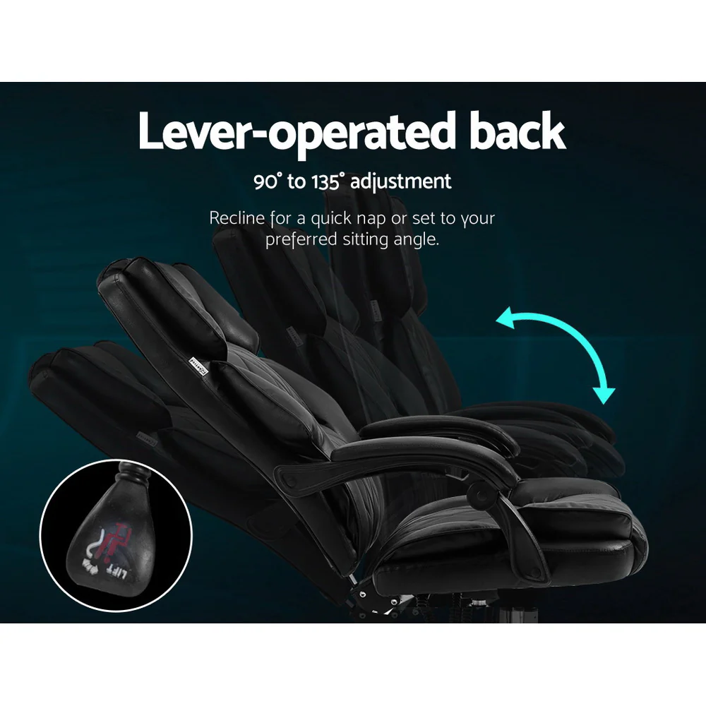 Artiss Executive Office Chair Leather Recliner Black - Nurns