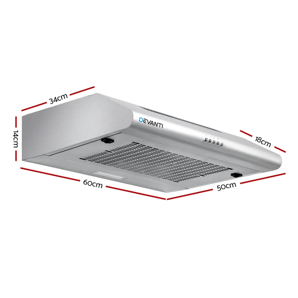Devanti 600mm Range Hood 60cm Rangehood Stainless Steel - Nurns