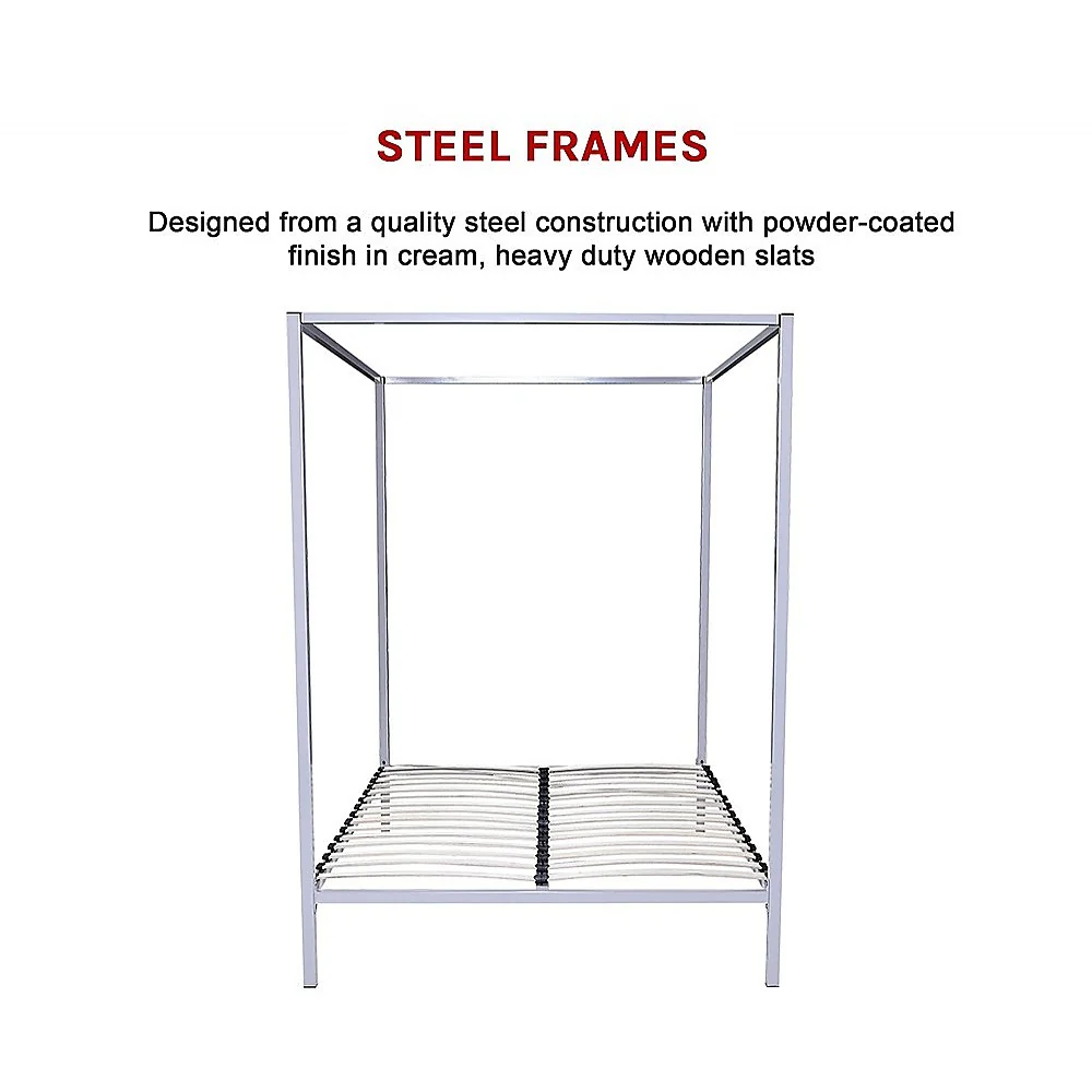 Lilian Four Poster Bed Frame - White Queen - Nurns