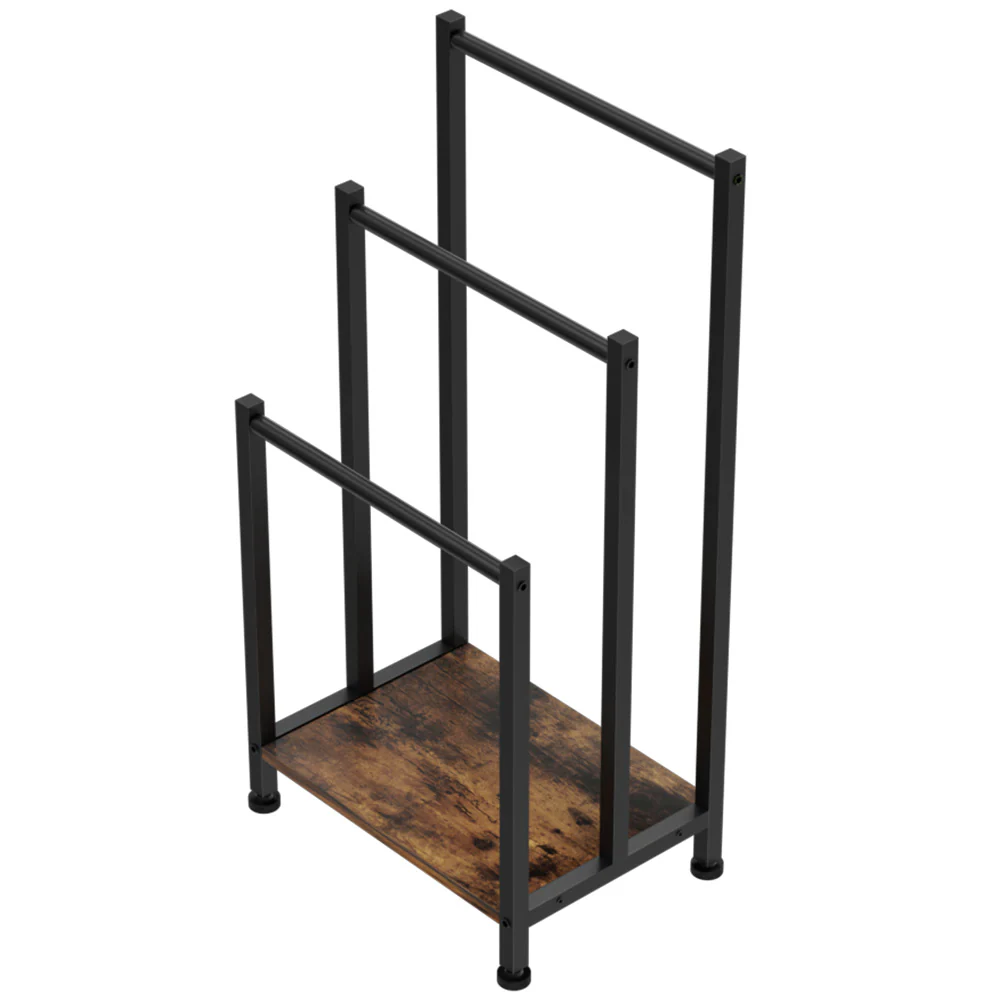 Freestanding Towel Rack 3 Tier Shelf Drying Storage Bathroom Home Black - Nurns