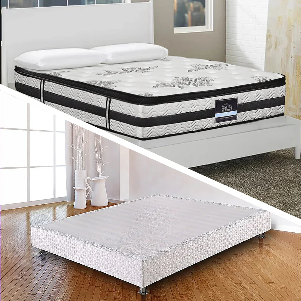 Encour Ensemble Bed Base & Mattress Package with 34cm Mattress - White King - Nurns