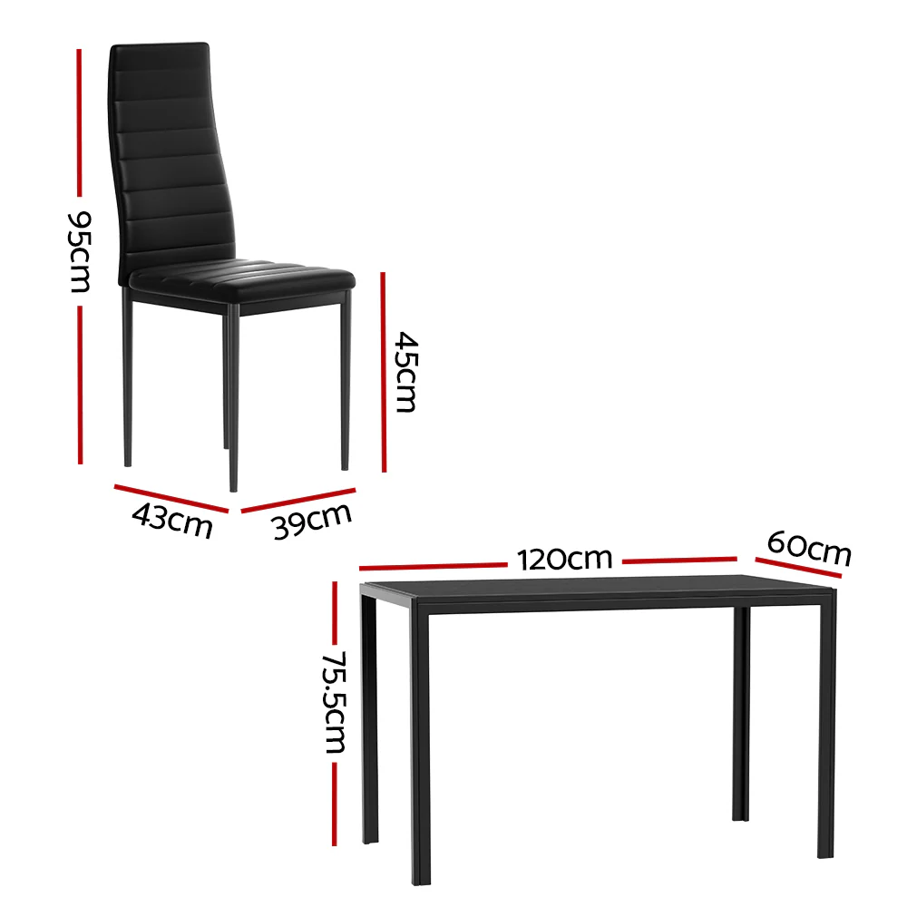 7-Piece Dante Black Dining Table & Chair Set - Nurns