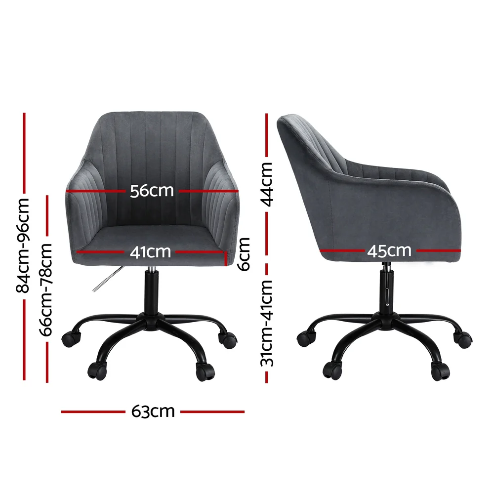 Artiss Office Chair Velvet Seat Dark Grey - Nurns