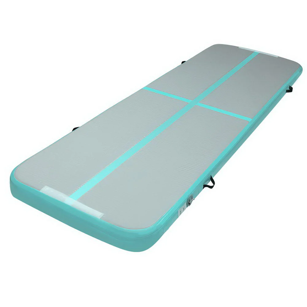Everfit 3m x 1m Air Track Mat Gymnastic Tumbling Mint Green and Grey - Nurns