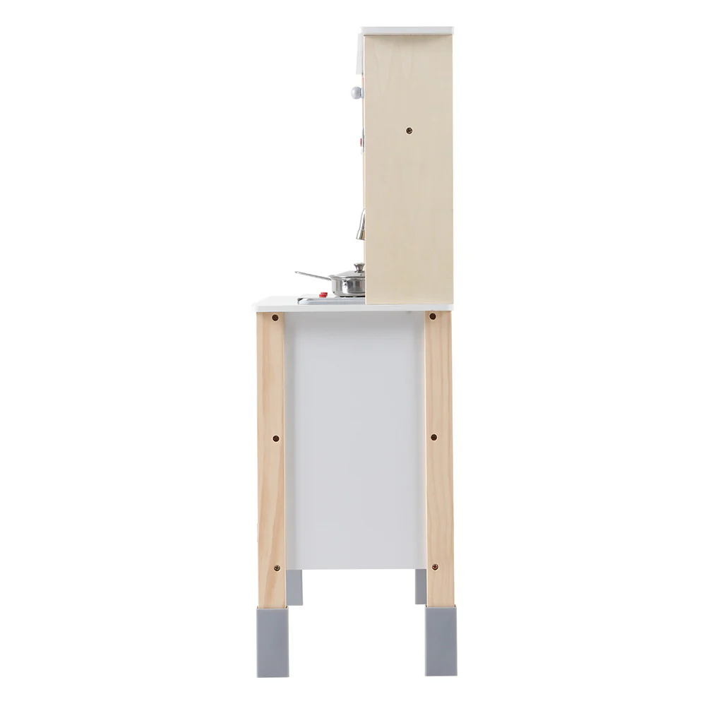 Kids Kitchen with Rangehood Set Pretend Play Wooden Toys Cooking Cookware Childrens Toy - Nurns