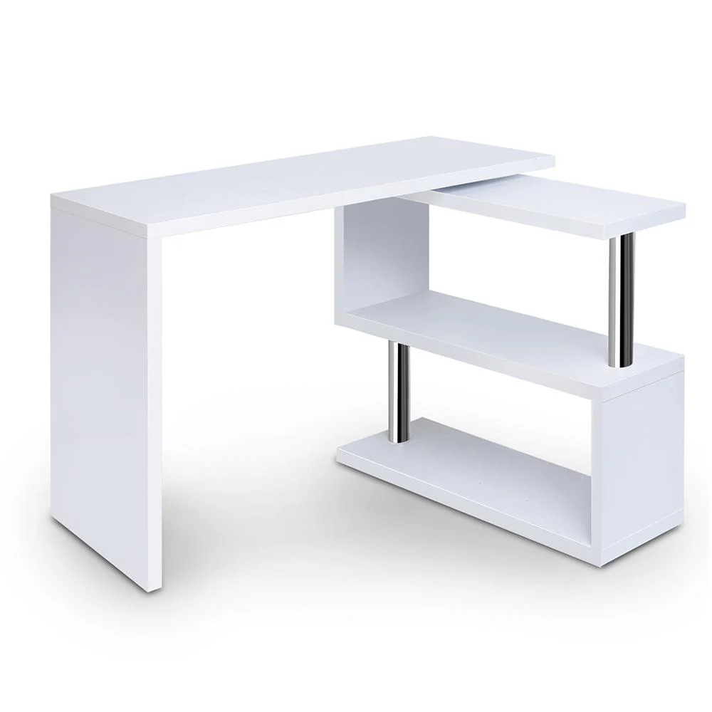 Artiss Computer Desk L-Shape Bookshelf White - Nurns