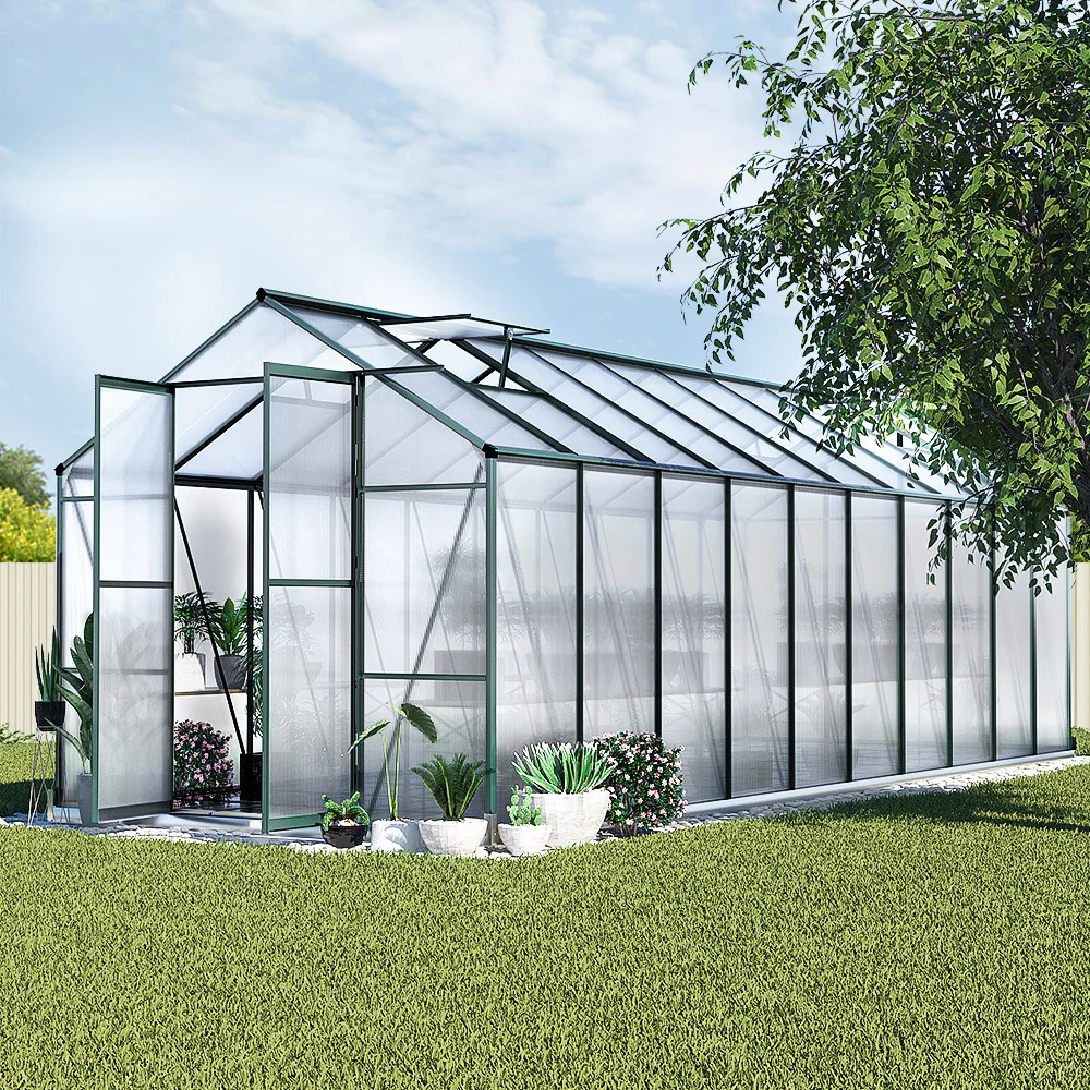 Greenfingers Greenhouse 6.3x2.44x2.1M Aluminium Polycarbonate Green House Garden Shed - Nurns