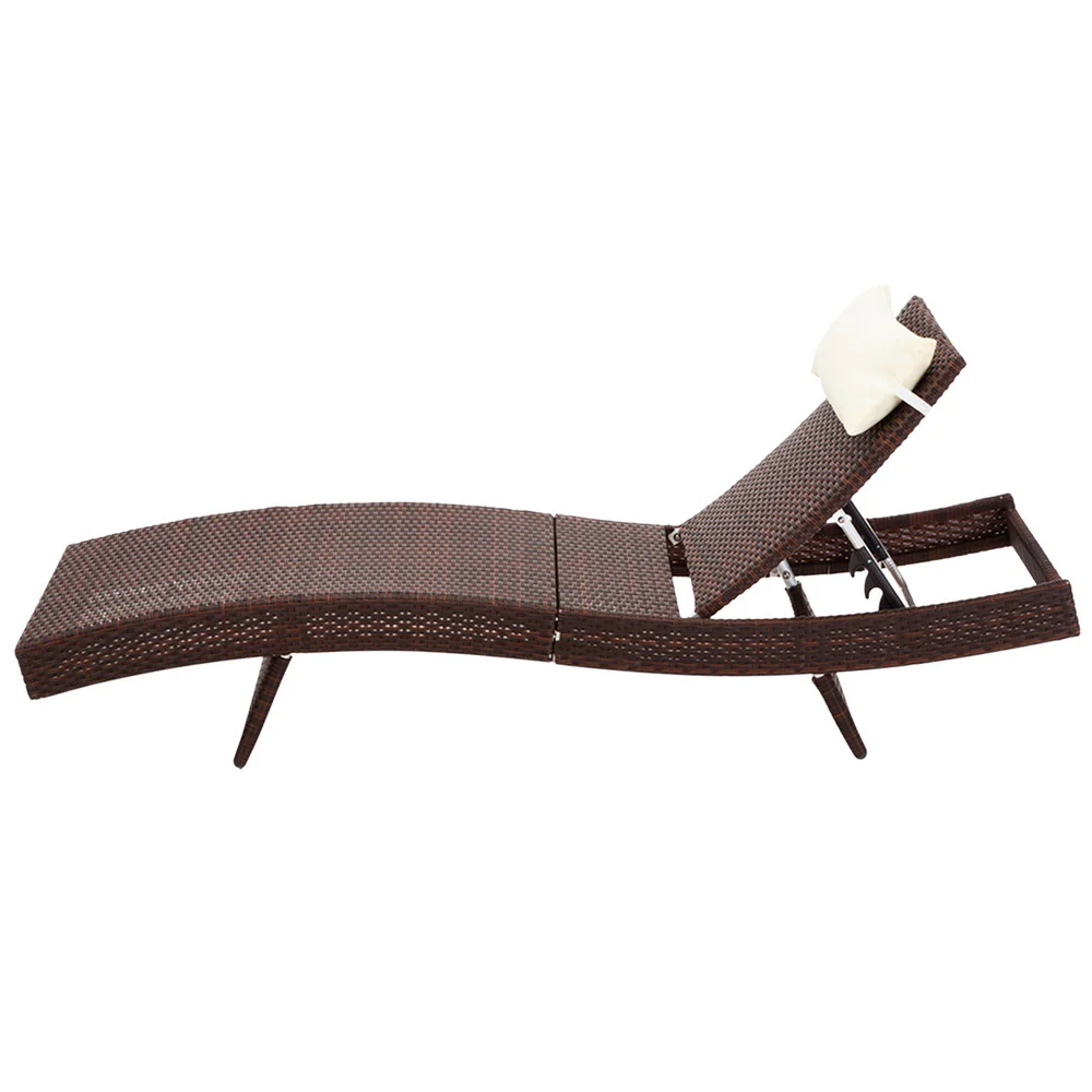 Travis Set of 2 Outdoor Sun Lounge Wicker Chair without Armrest - Brown - Nurns