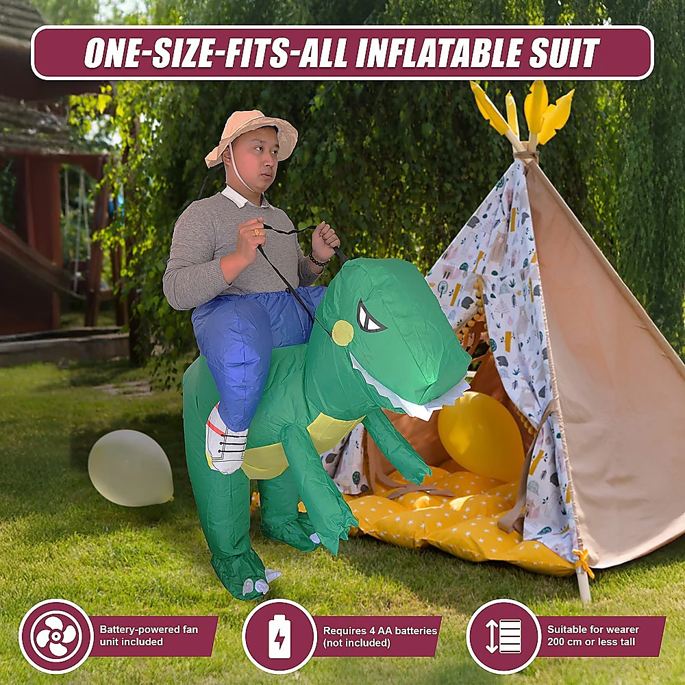 DINO Fancy Dress Inflatable Suit - Fan Operated Costume - Nurns