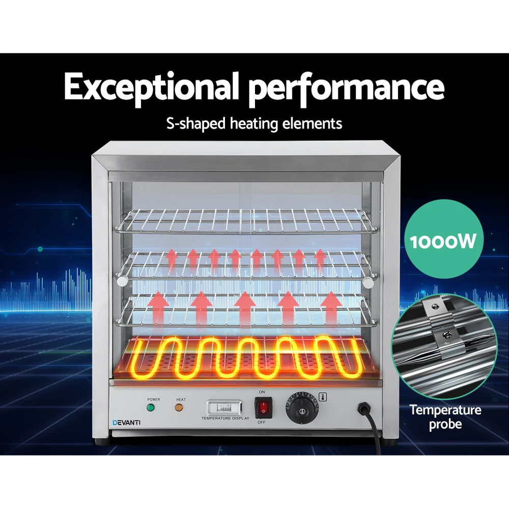 Devanti Commercial Food Warmer Hot Display Showcase Cabinet 54cm - Nurns