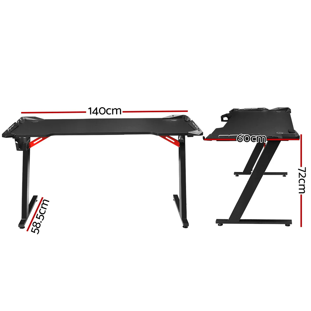 Artiss Gaming Desk Computer Desks LED Light 140cm - Nurns