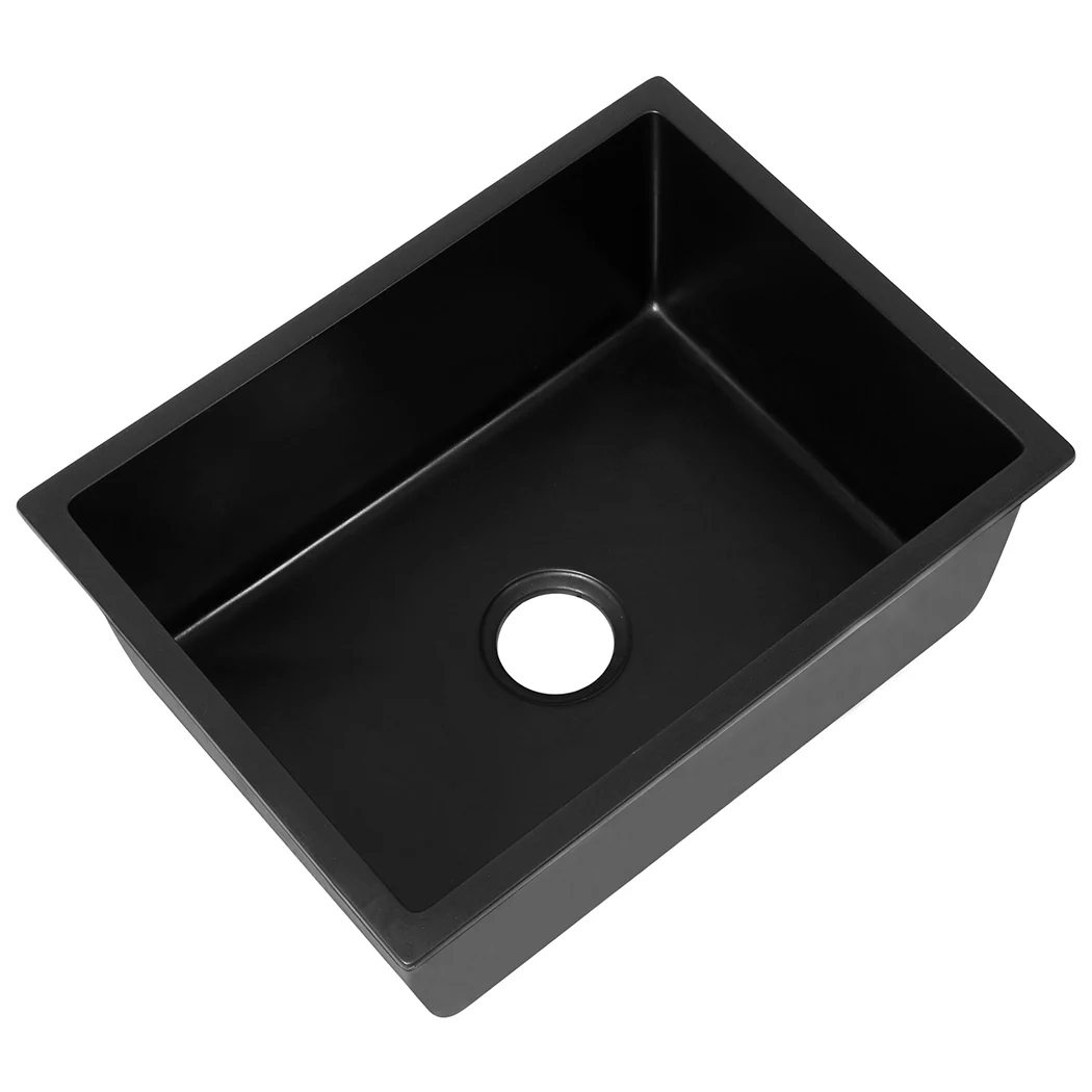 Granite Kitchen Sink Laundry Stone Sinks Top Undermount Single Bowl Matte Black - Nurns