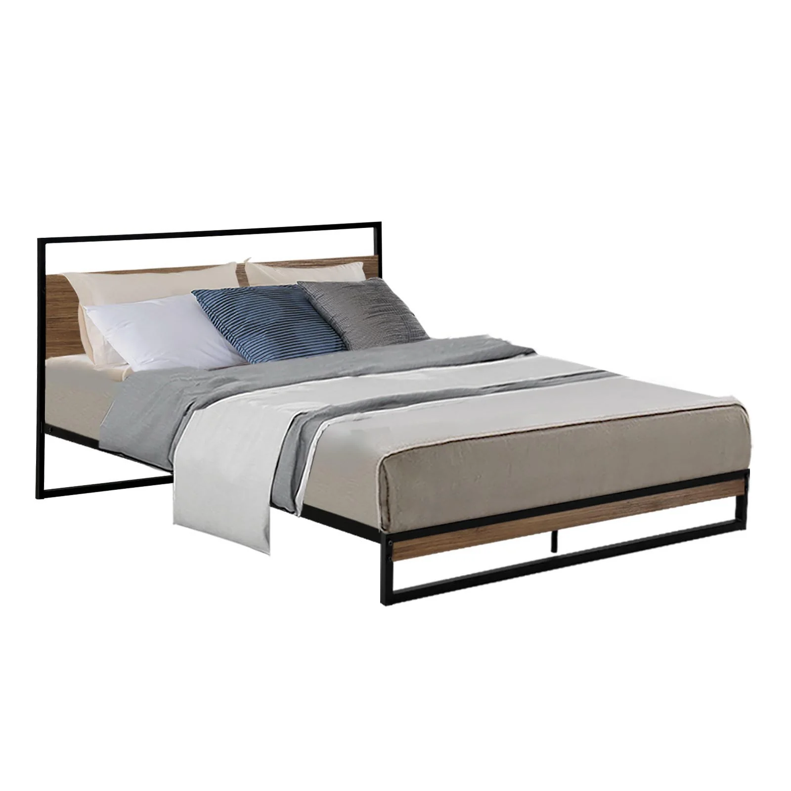 Florence Metal Bed Frame Base Platform - Black Double - Nurns