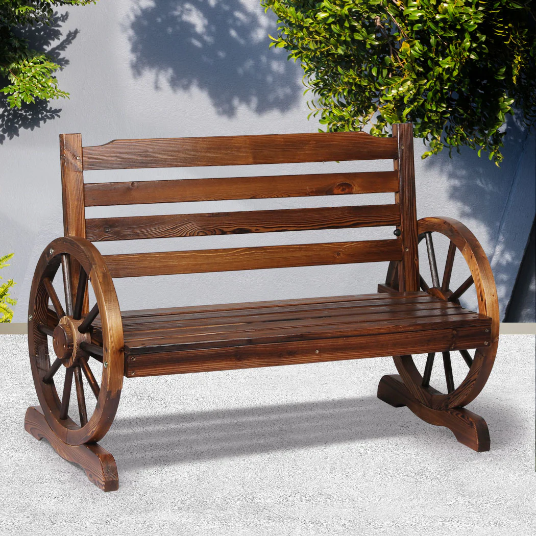 Theron Garden Bench Wooden Wagon Seat Outdoor Chair Lounge Patio Furniture - Brown - Nurns