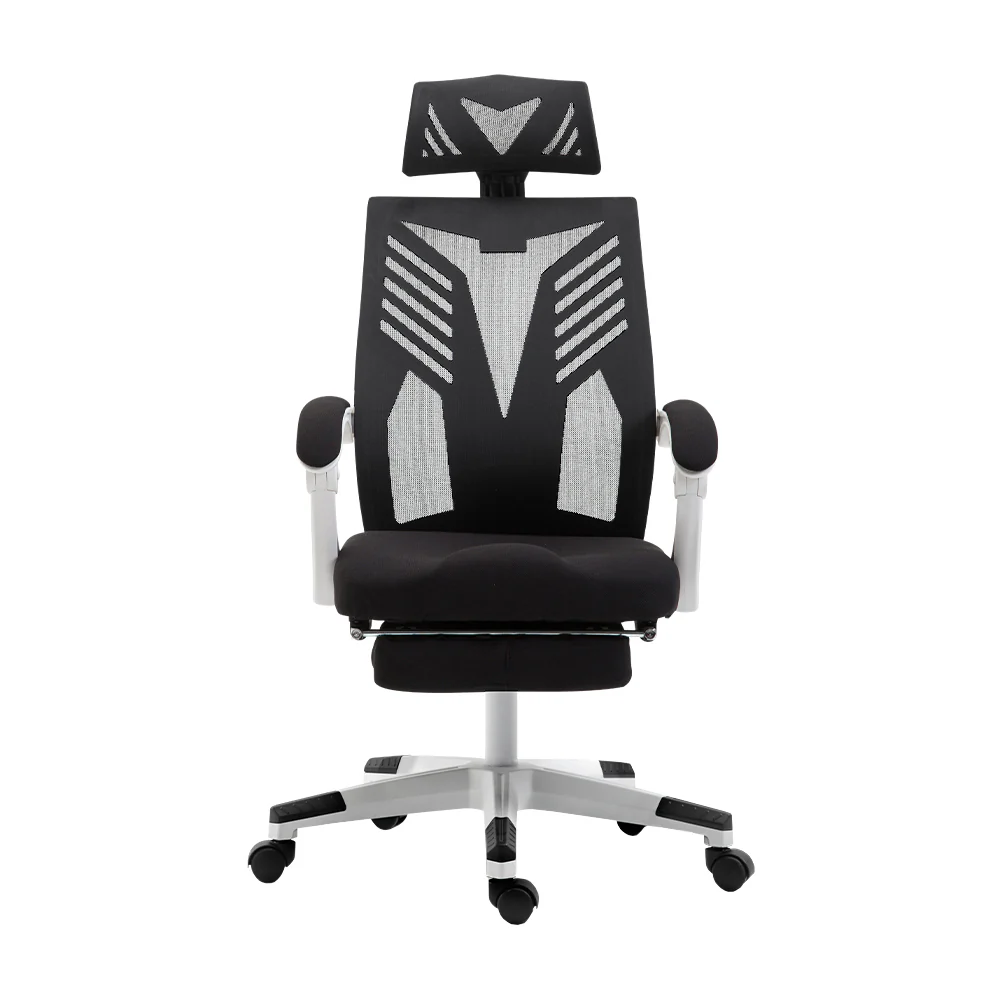Artiss Mesh Office Chair Recliner Black White - Nurns