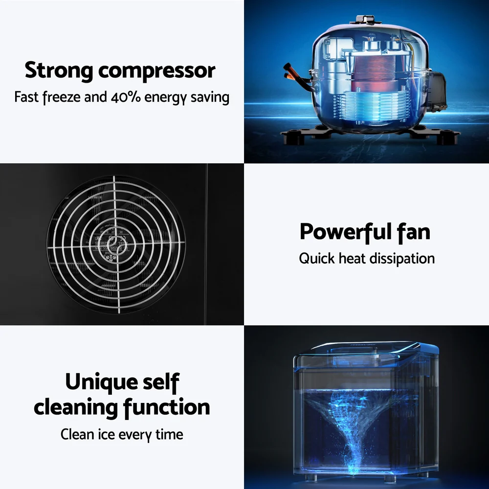 Devanti 3.2L Portable Ice Cube Maker Machine Benchtop Counter Black - Nurns