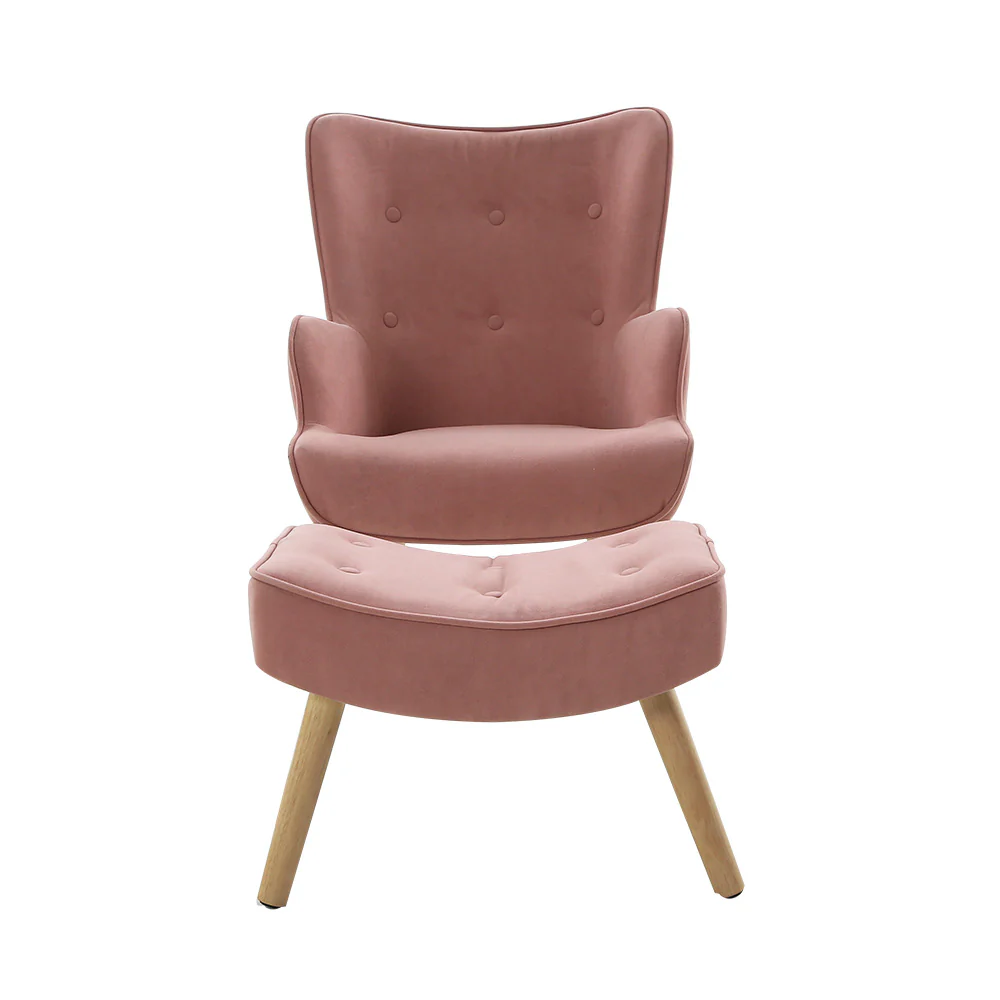 Marlyn Accent Fabric Ottoman Lounge Chair - Pink - Nurns
