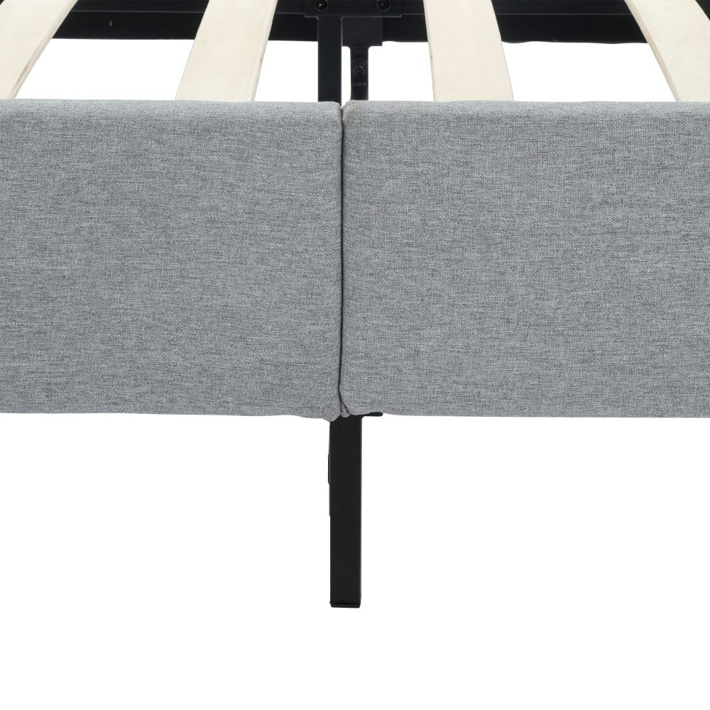 Maya Bedframe with Wooden Slats - Light Grey Double - Nurns