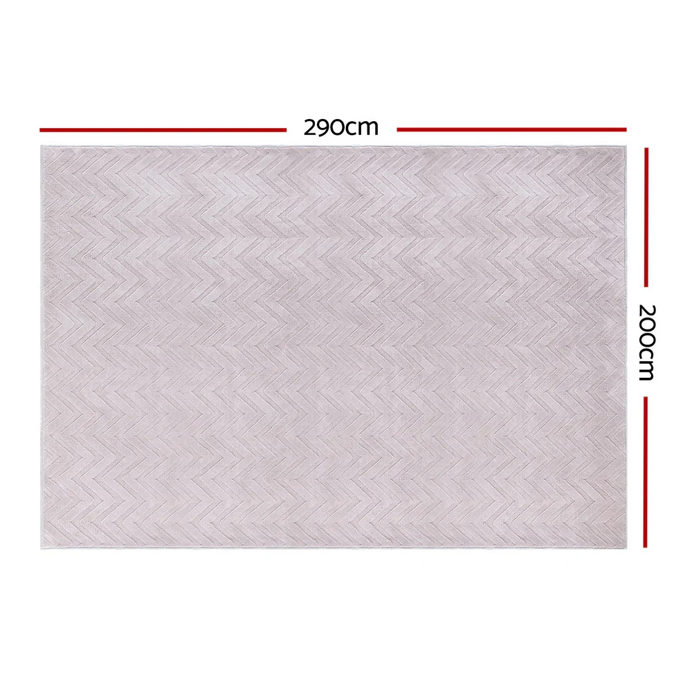 Bronte 200x290cm Floor Rugs Washable Area Mat Large Carpet Microfiber - Grey - Nurns