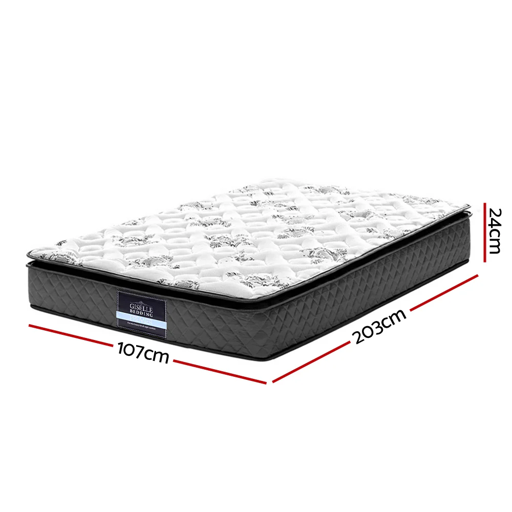 Zaire 24cm Thick Pillow Top Spring Mattress - King Single - Nurns
