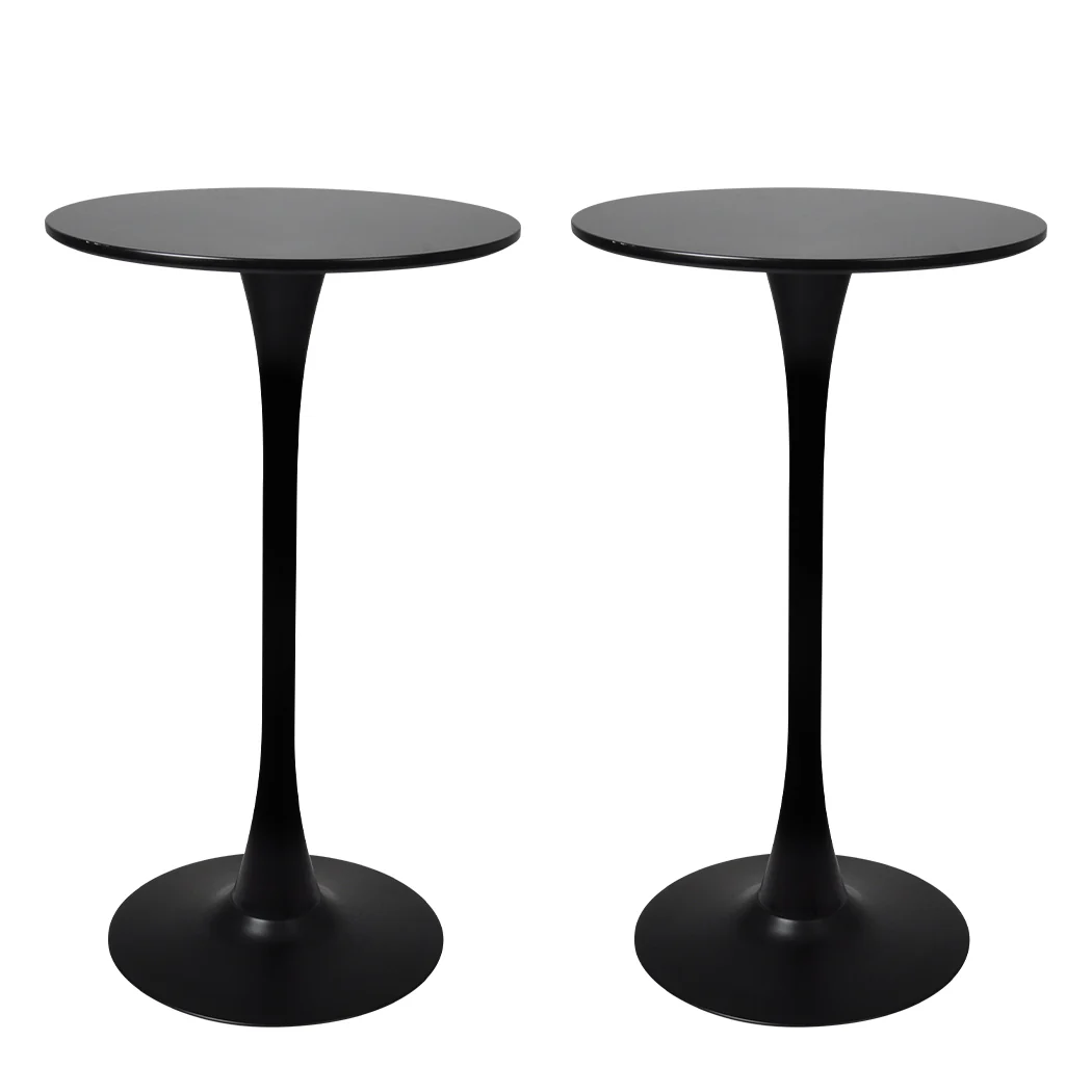 Set of 2 Round Bar Table Pub Tables - Black - Nurns