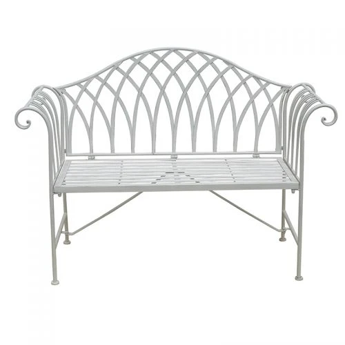 Finley Iron Outdoor Bench - White - Nurns