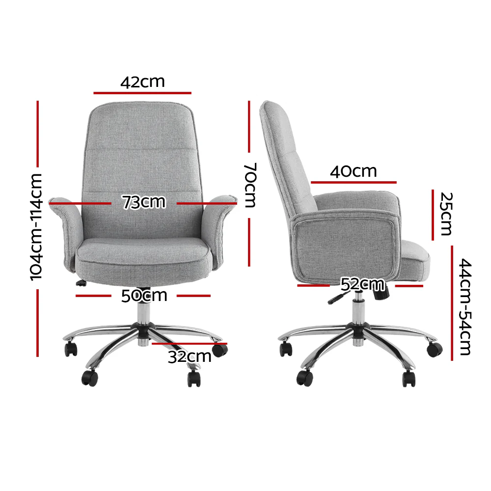 Artiss Fabric Office Chair Computer Chairs Grey - Nurns