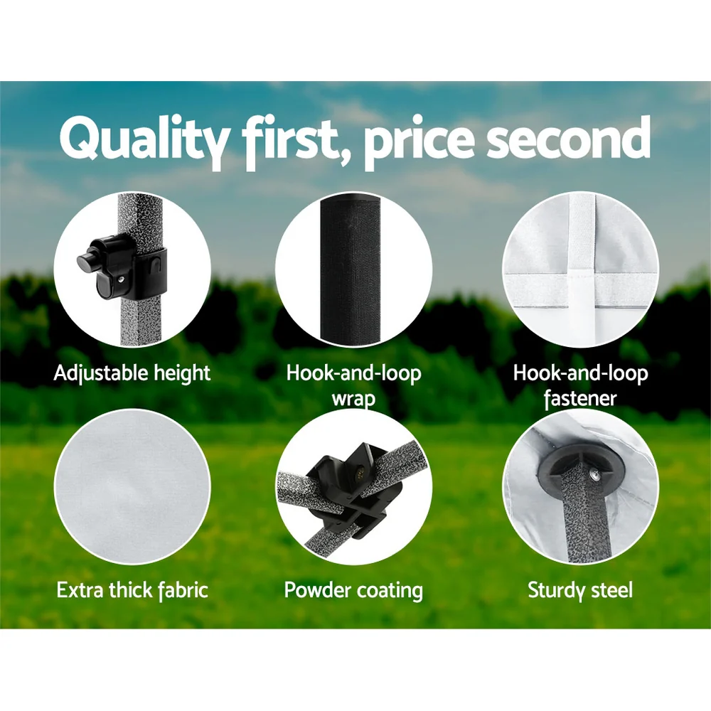 Instahut Gazebo Pop Up Marquee 3x6 Folding Tent Wedding 500D Oxford Fabric White - Nurns