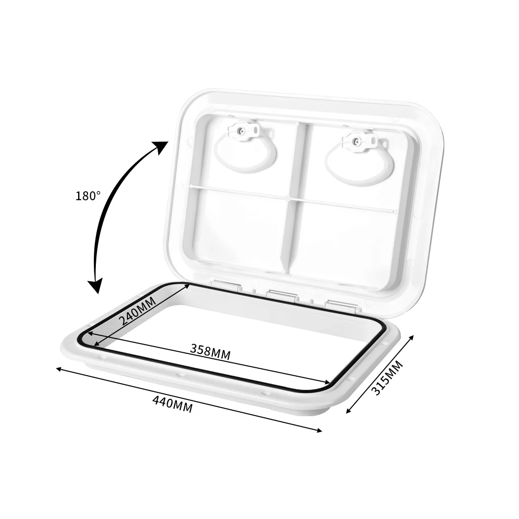 Manan Access Hatch White Lid Locked Caravan Storage Boat Rv Camper 440x315Mm - Nurns