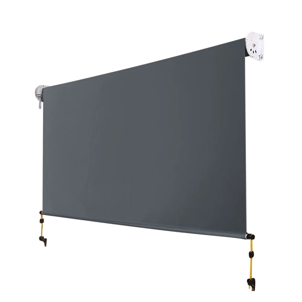 Instahut Outdoor Blinds Blackout Roll Down Awning Window Shade 2.4x2.5M Grey - Nurns