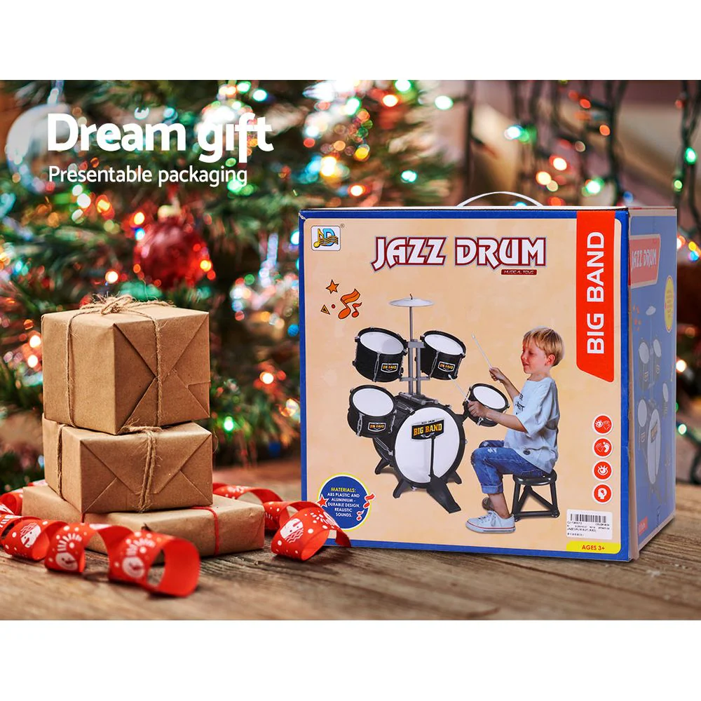 Kids 7 Drum Set Junior Drums Kit Musical Play Toys Children's Mini Big Band - Nurns