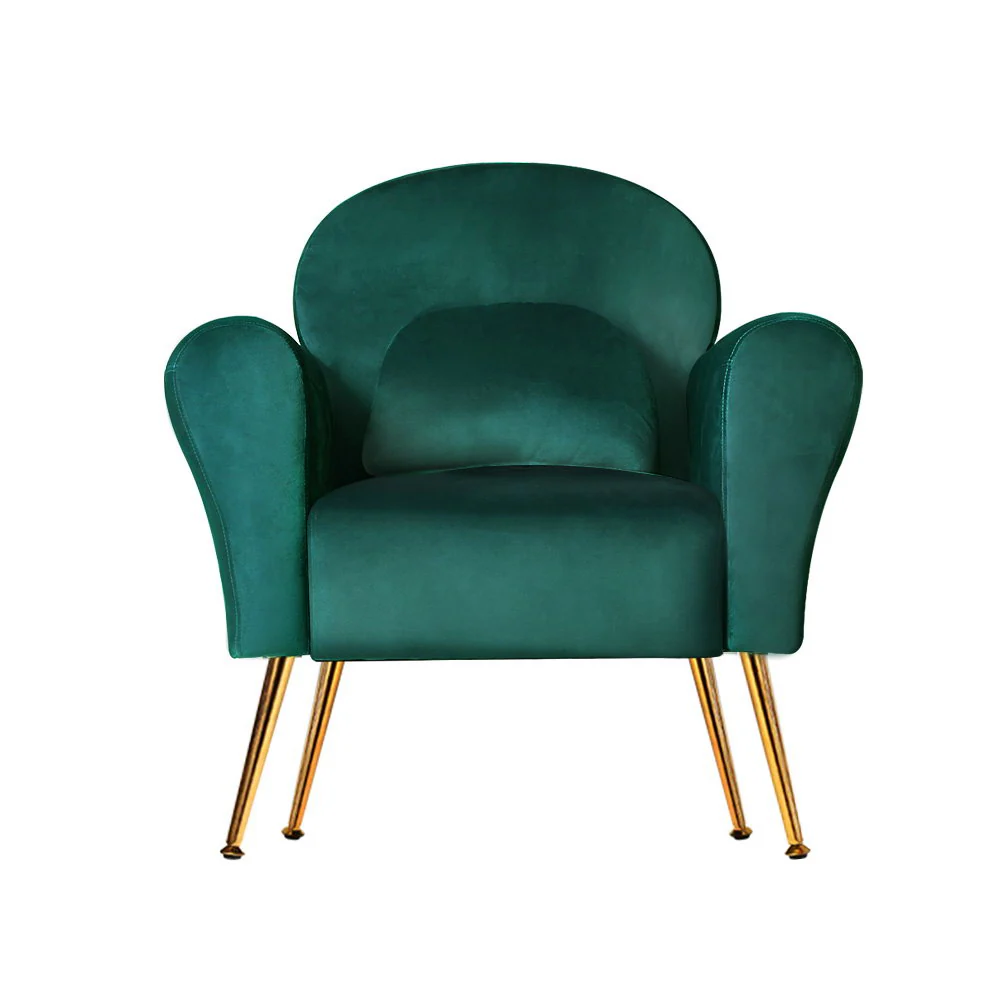 Maryjane Accent Velvet Cushion Lounge Armchair - Green - Nurns