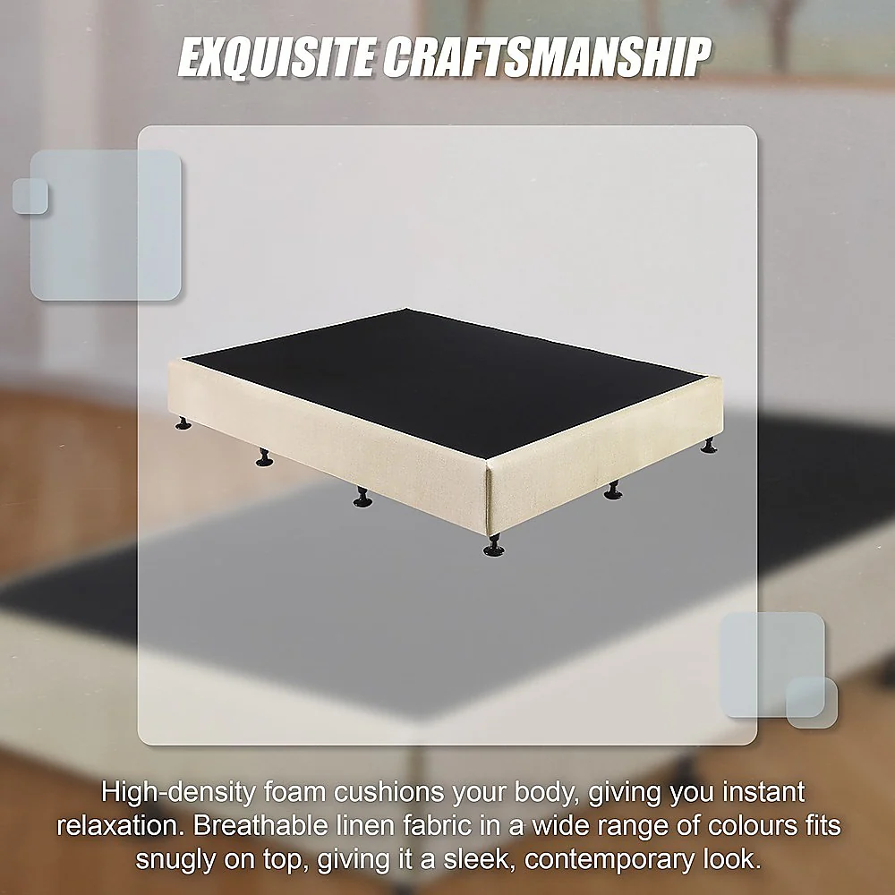 Aisha Ensemble Bed Base Linen Fabric - Natural Sand Queen - Nurns