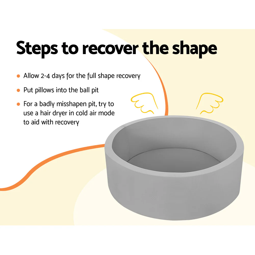 Ocean Foam Ball Pit with Balls Kids Play Pool Barrier Toys 90x30cm Grey - Nurns