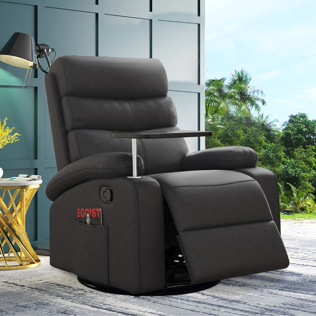 Cyrene Massage Chair Recliner Chair Heated Lounge Armchair 360 Swivel - Black - Nurns