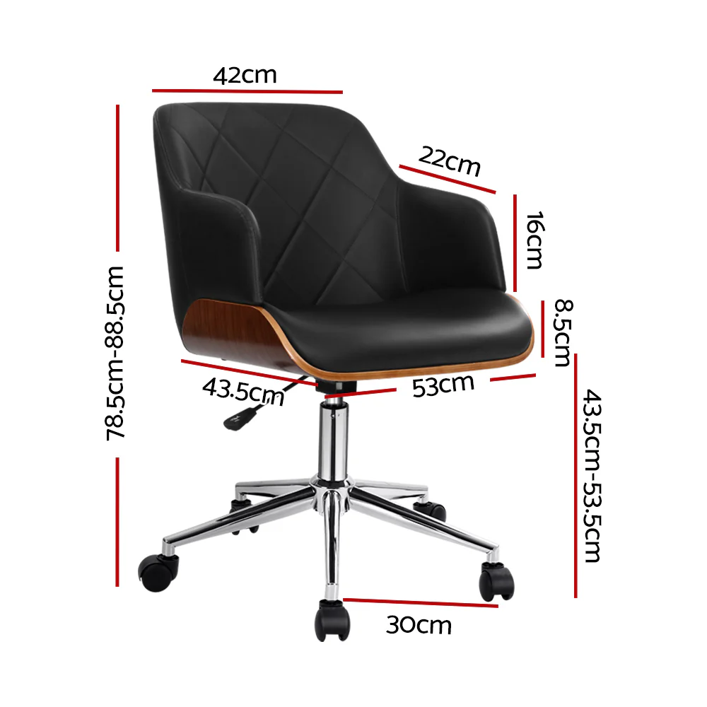 Artiss Wooden Office Chair Fabric Seat Black - Nurns