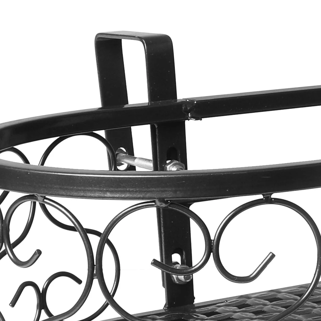 Plant Holder Plant Stand Hanging Flower Pot Basket Garden Wall Rack Shelf Oval Black - Nurns