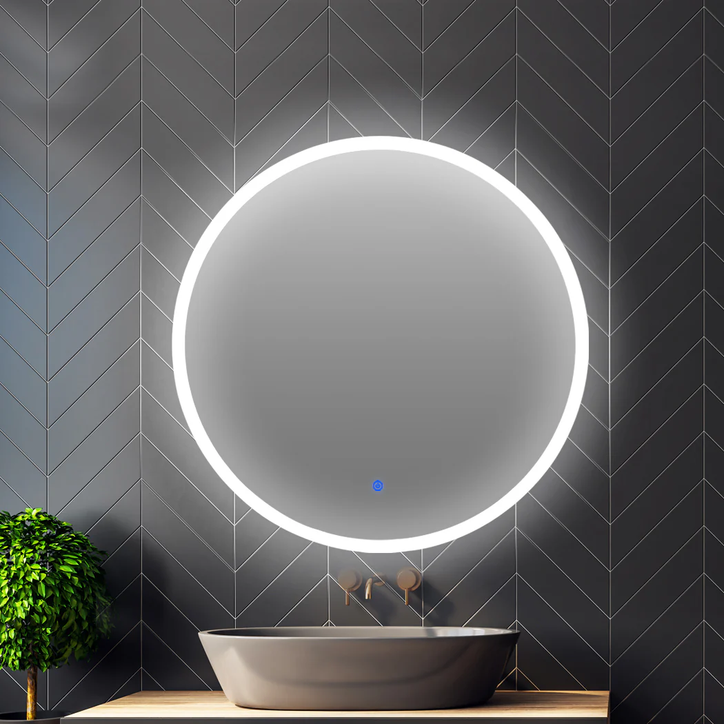 LED Wall Mirror Round Anti-fog Bathroom Mirrors Makeup Light Decor 80cm - Nurns