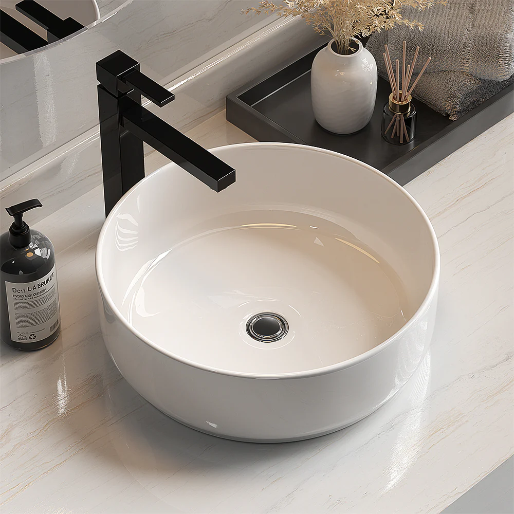 Bathroom Basin Ceramic Vanity Basin Above Counter White Hand Wash - Nurns