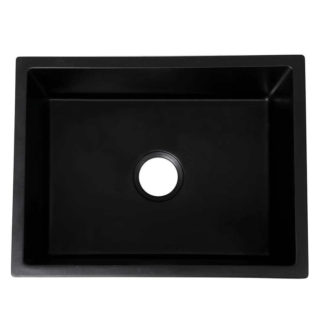 Granite Kitchen Sink Laundry Stone Sinks Top Undermount Single Bowl Matte Black - Nurns