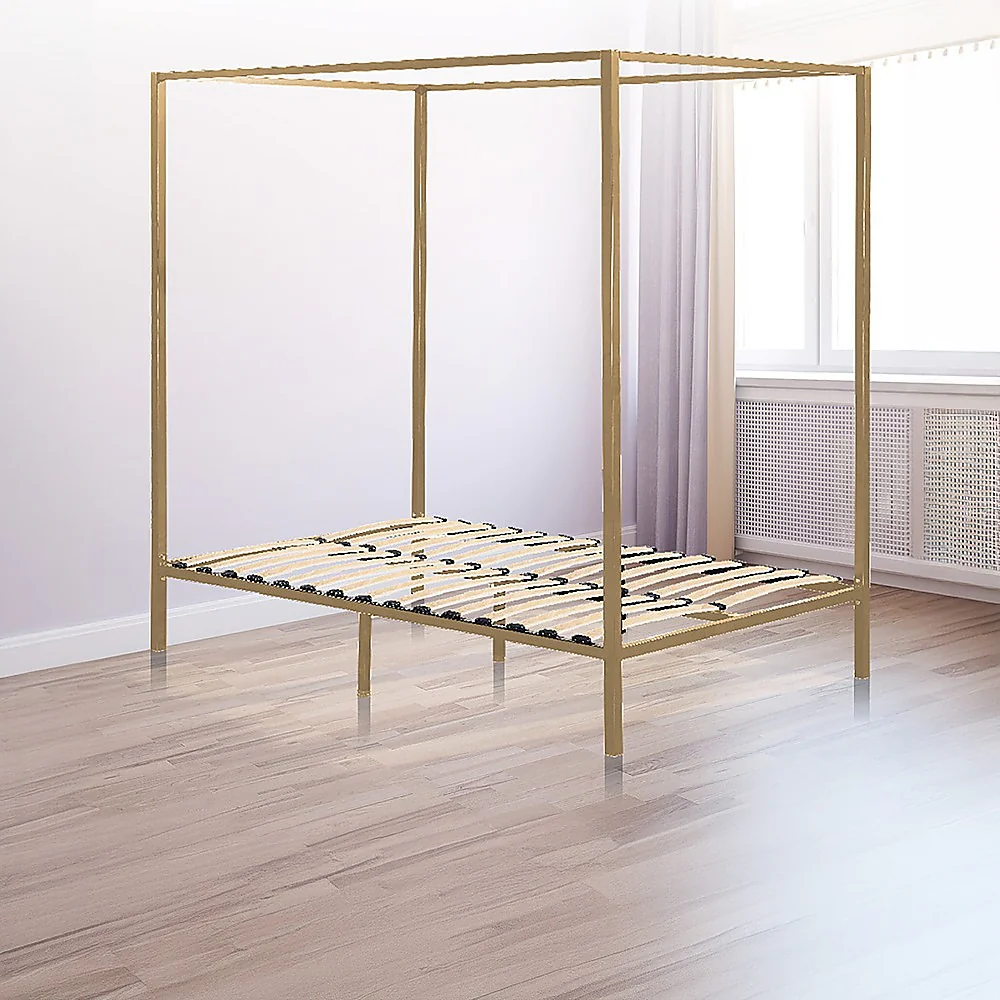 Lilian Four Poster Bed Frame - Gold Queen - Nurns