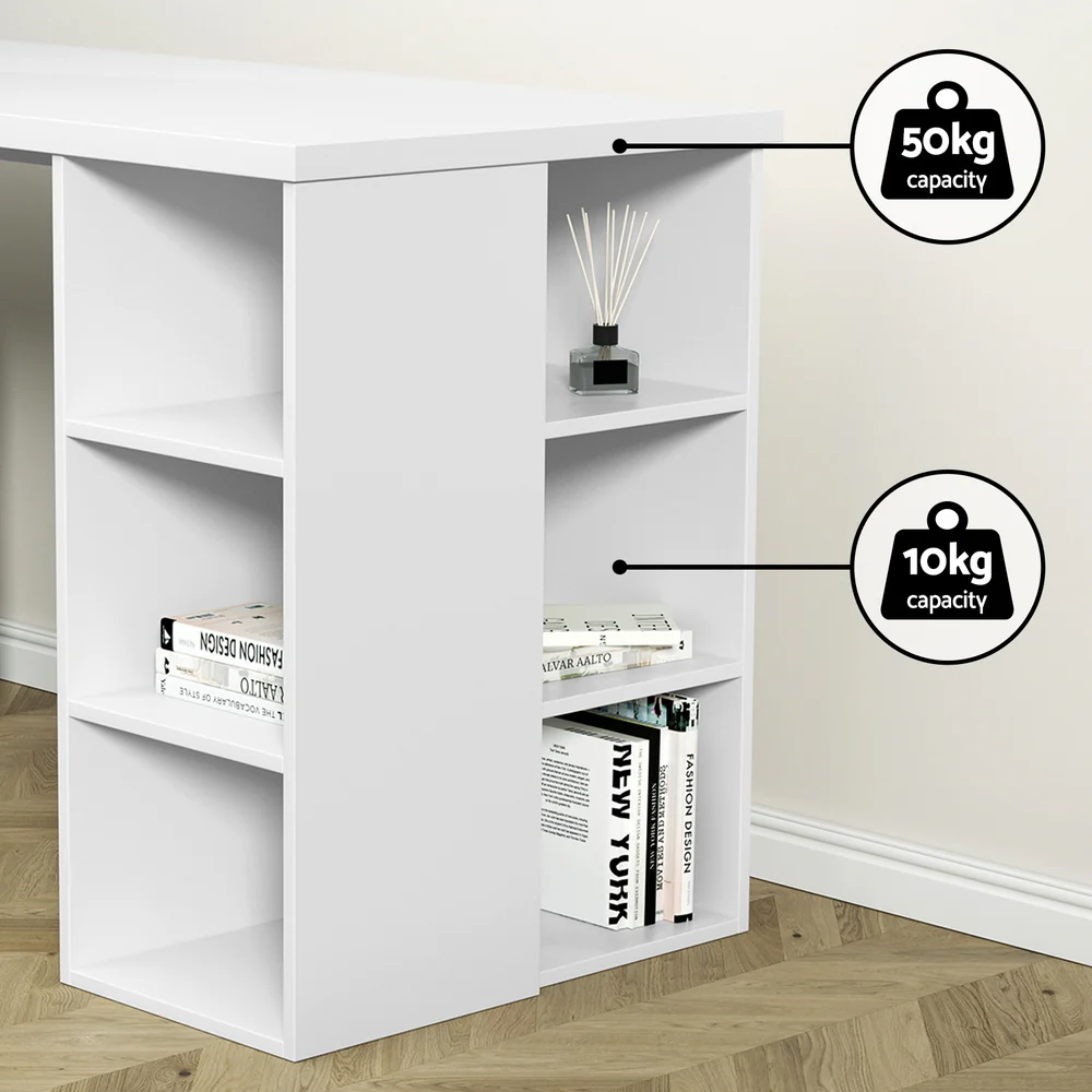 Artiss Computer Desk Bookshelf White 150cm - Nurns