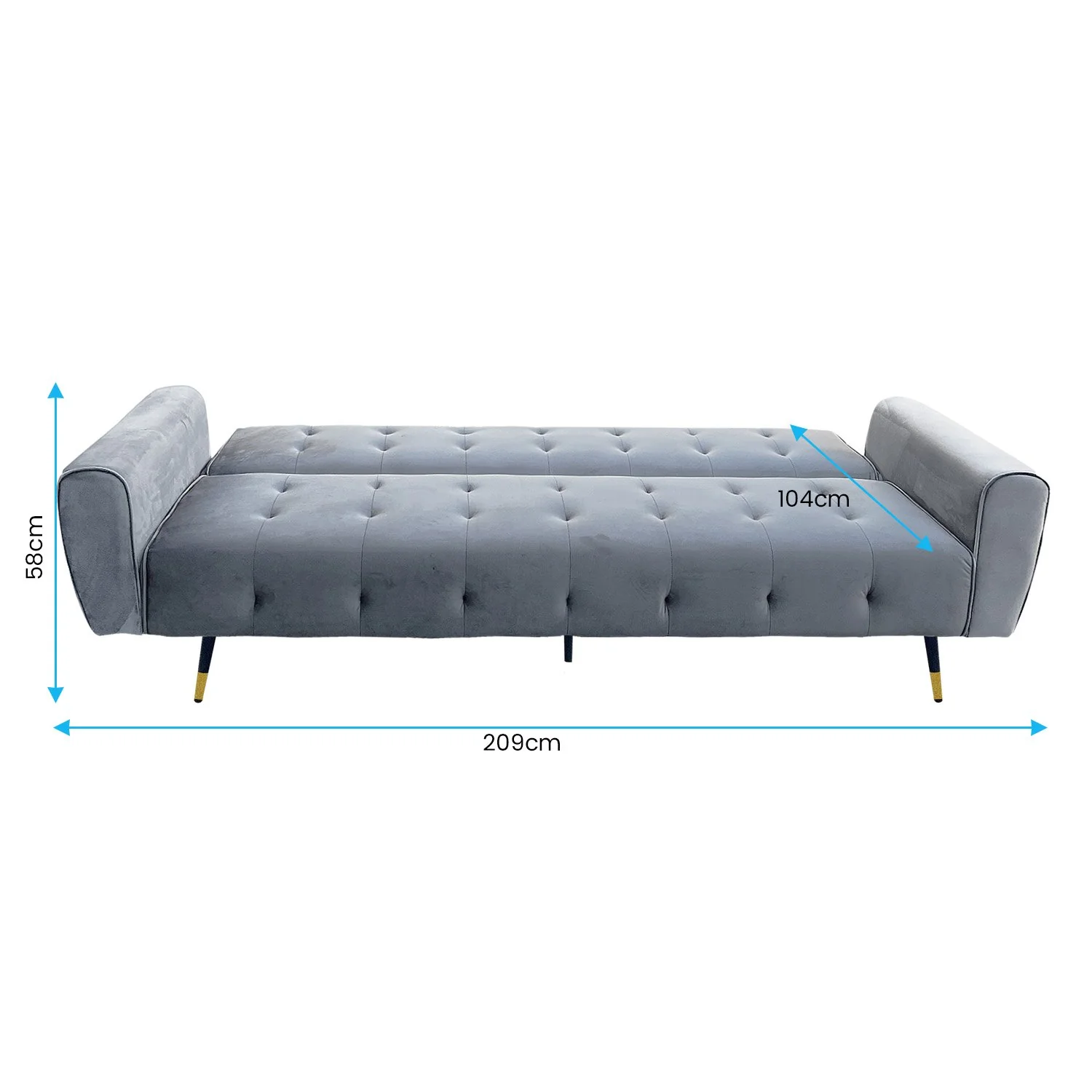 Milli 3-Seater Tufted Velvet Sofa Bed - Light Grey - Nurns
