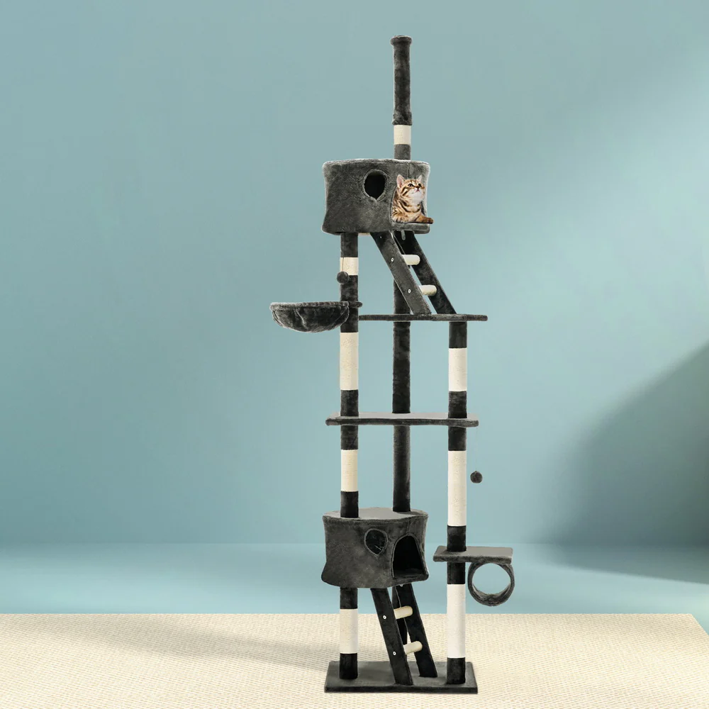 Cat Tree 260cm Trees Scratching Post Scratcher Tower Condo House Furniture Wood - Nurns